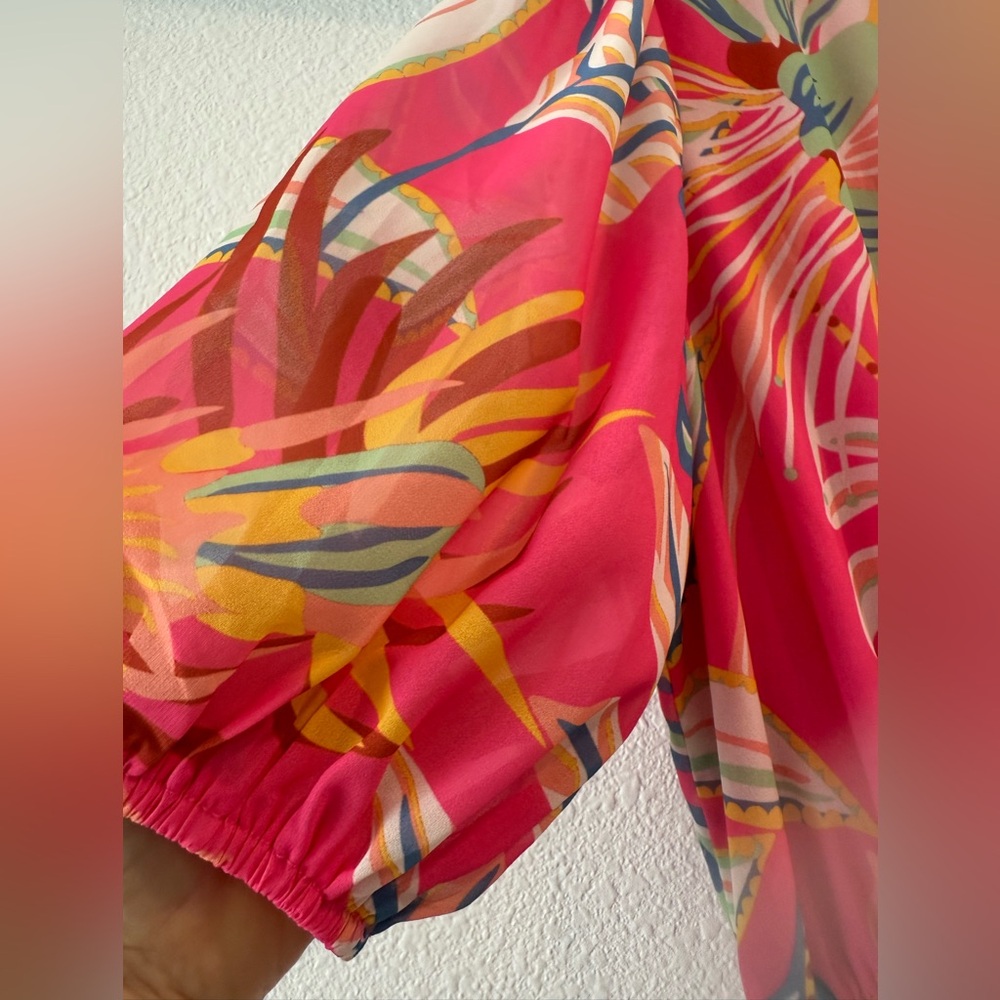 Flying Tomato Pink Multicolor Floral Print Wrap Romper - Picture 11 of 11